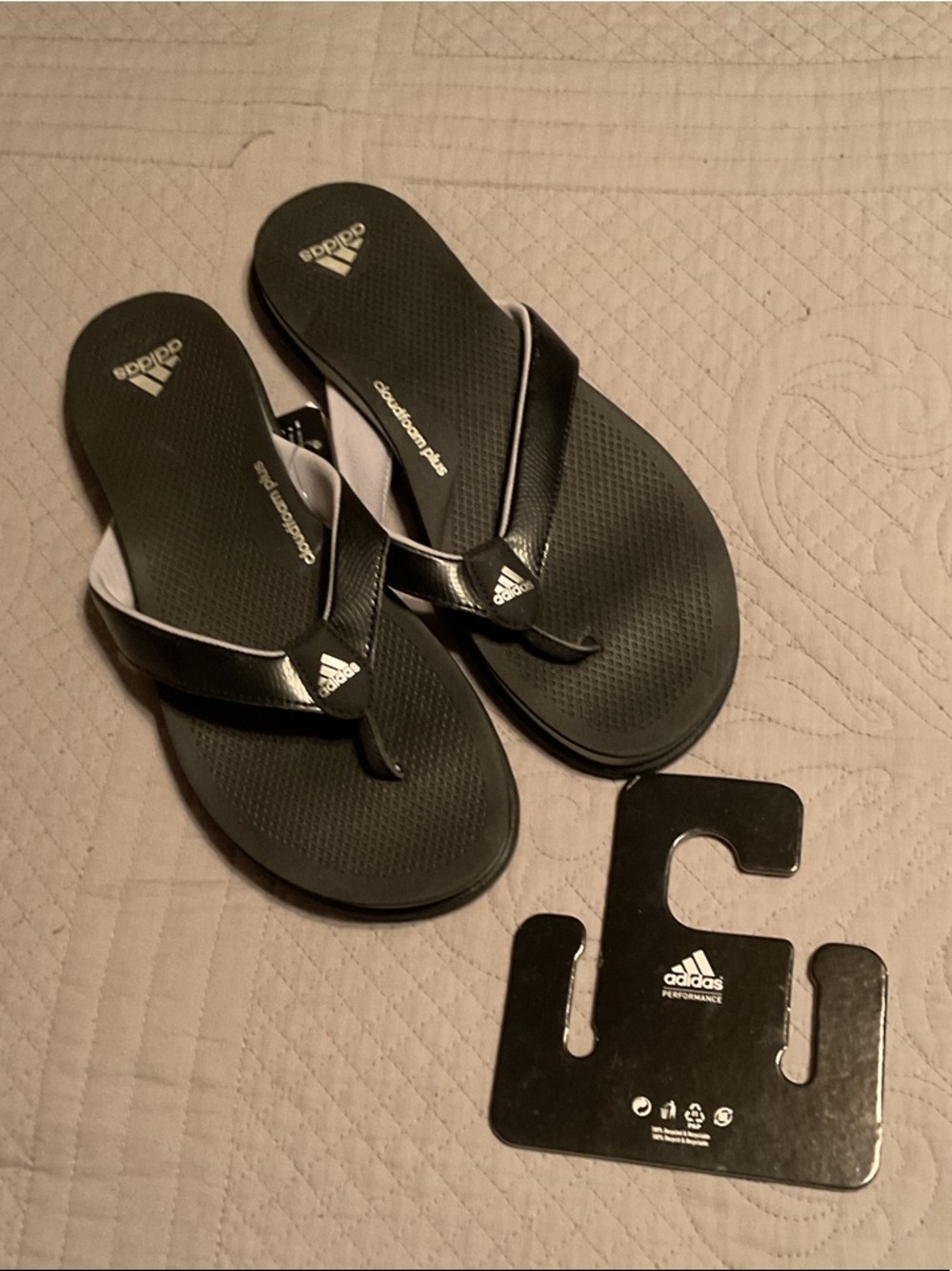 adidas Black and White Sport Flip Flops